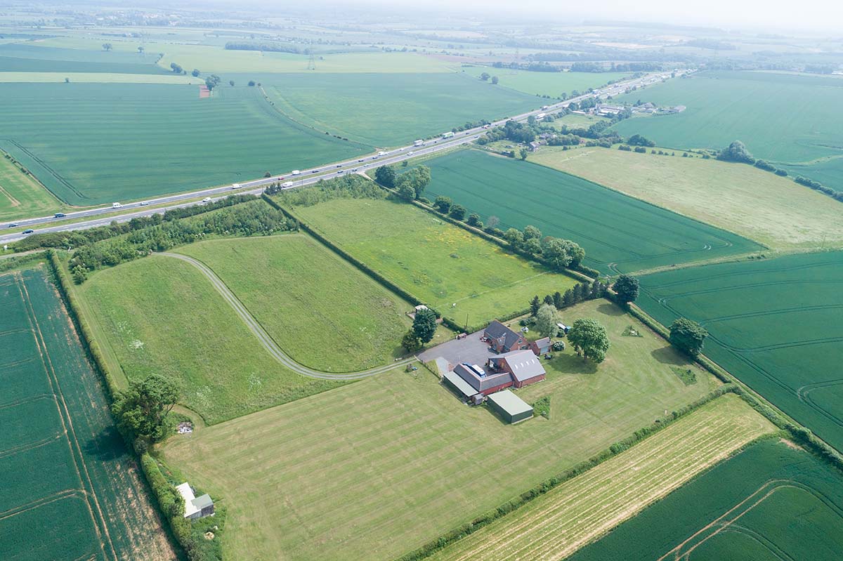  Drone photo showing Pear Tree Farm and fields in rural West Yorkshire – Lucas Media 